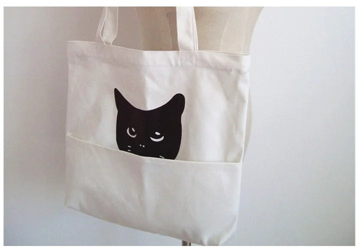 Eco-Friendly Canvas Cat Shopping Bag